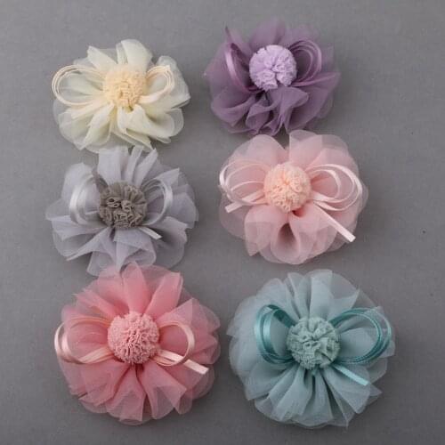 3pcs DIY Headdress Wedding Mesh Flower Padded Hairpin Handmade HairClip Ornament Hairband Dress Shoes Decor Accessories