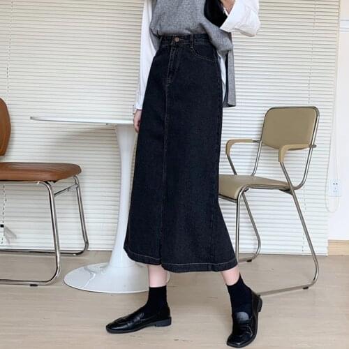 New Cowboy Fall Winter Korean Chic Ruffles Slim High Waist Mermaid Skirts Women Wild Solid Wrap Hip Trumpet Skirt