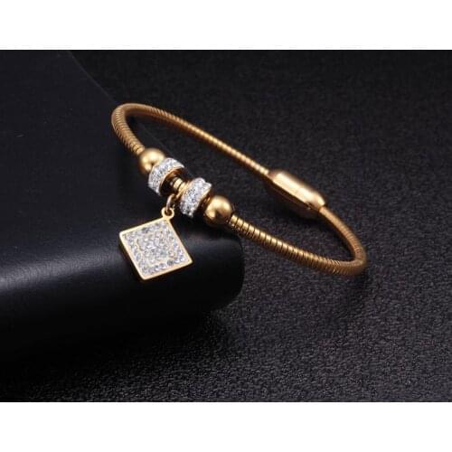 Bohemia Crystal Snake Chain Link Charm Bracelets Female Women Wedding Jewelry Trendy Stainless Steel Pendant Wedding Bracelet