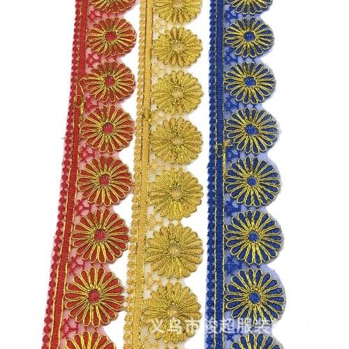 10 Yard Width 5cm Flower Embroidery Stitching Webbing Lace Ribbon Backpack Garment Accessory Random Color Handmade DIY Material