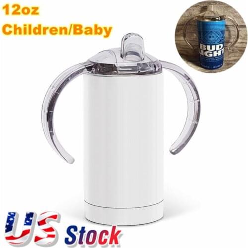 12oz Sublimation Blank Sippy Cups for Children DIY Stainless Steel Insulated Kid Tumbler Double Wall Baby Bottle
