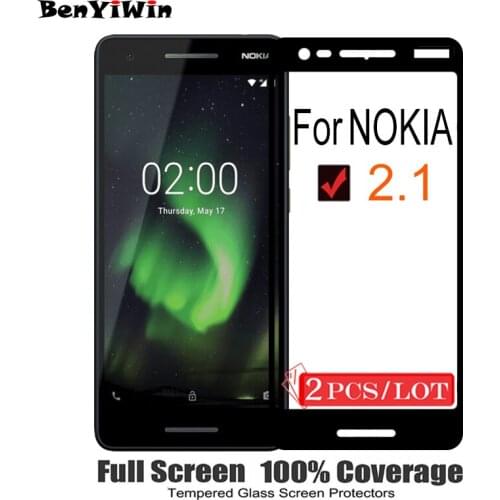 2PCS Original Full Cover Screen Protector Tempered Glass For Nokia 2.1 On Scratch Proof Protective Case Film For Nokia2.1 Glass
