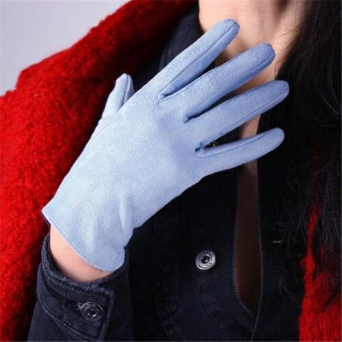 21cm Suede Short Gloves Short Section Emulation Leather Brushed Suede Matte Light Blue Female Gloves Free Shipping WJP10-21