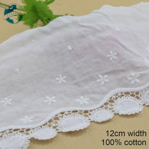 3yards 12cm width 100% Cotton embroid lace sewing ribbon guipure trim fabric knitting DIY Garment Accessories wedding lace#3385