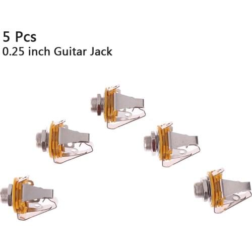5Pcs 6.35mm 3 Pole stereo Plug jack Audio Female Connector Microphone Panel Socket for all Acoustic Electric Bass Guitar