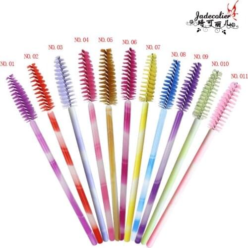 50 pcs colorful handle Eyelash Extension Disposable brush Mascara Wand Cosmetic Brushes beauty makeup tools