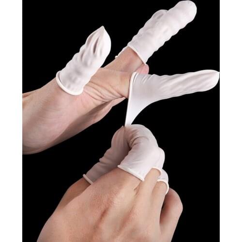 50pcs Reusable Fingertips Finger Cover Natural Rubber Gloves Non-slip Latex Finger Cots Protector Gloves Disposable Nail Tool
