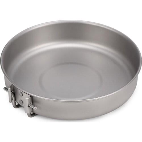 750ml Ultralight Titanium Frypan with Foldable Handle Outdoor Camping Hiking Picnic Cooking Frying Pan