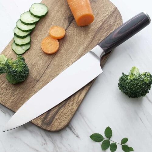 High Quality 7Cr17MoV 175g Lightweight 8-inch Chefs Knife With Color Wood Handle For Meat Cutting Cooking Knives Kitchen Gadget