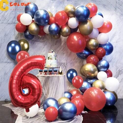 86pcs Hero Theme 1-9 years Balloon Garland Arch Kit Red Blue Gold White Balloons Wedding Birthday Decorations Baby Shower Globos