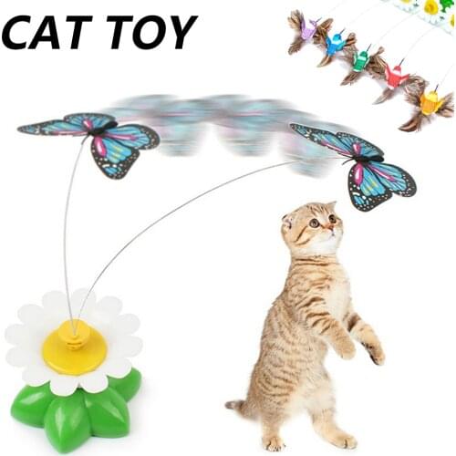 Automatic Rotating Colorful Butterfly Funny Cat Dog Toys Electric Hummingbird Flying Teasing Toy for Cats Intelligence Trainning