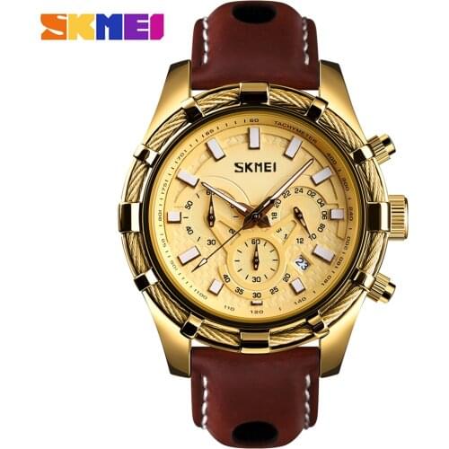 New SKMEI Fashion Sport Watch Mens Watches Top Brand Luxury Waterproof Leather Strap Clock Quartz Wristwatches relogio masculino