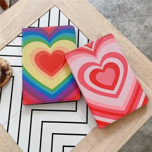 Heart Rainbow Tablet Case for Ipad Air 4 Ipad Pro 2020 Ipad 7th 8th 9.7 10.2 10.5 Mini 5 4 3 2 1 Case Anti-fall Love Cover
