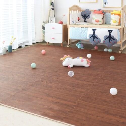 Wood Grain Puzzle Mat Baby Foam Play Splicing Bedroom Thicken Soft Modern Floor Kids Rug Living Room Crawling Carpet Play Mat