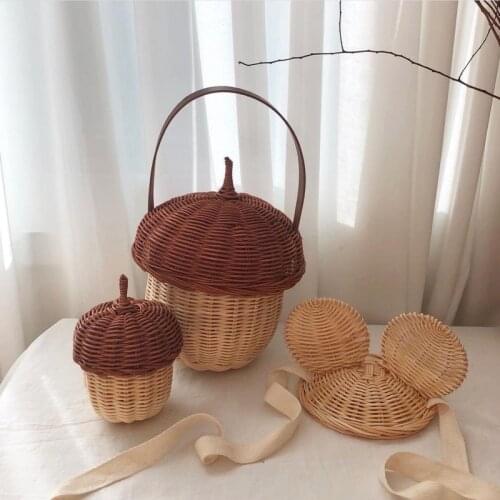 Childrens Hats Hand-woven Rattan Art Mickey Rabbit Cute Decorative Hats Korean Men and Women Photography Props Home Decoration