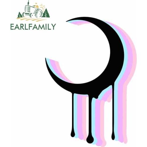 EARLFAMILY 13cm x 9.6cm for Pastel Bi Moon Car Sticker DIY Personality JDM Assessoires Scratch-proof Custom Printing SUV Decal