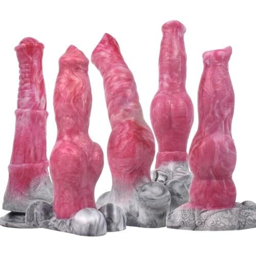FRRK Big Knot Dog Dildo Raw Meat Gory Animal Penis with Suction Cup Fantasy Anal Sex Toys Erotic Intimate Products for Adults 18