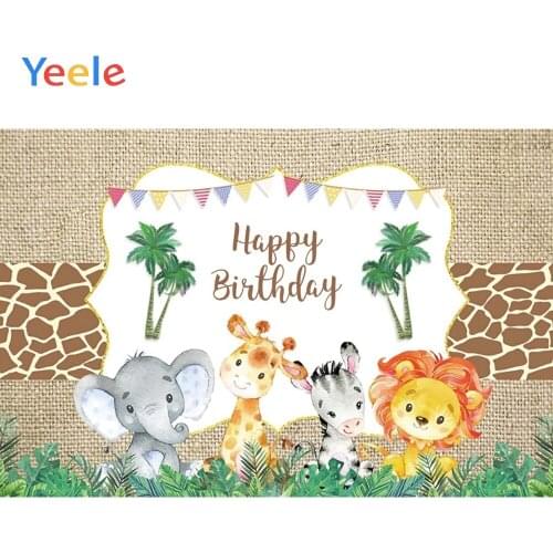 Animals Grass Tree Jungle Newborn Baby Play Birthday Party Backdrops Photocall Photographic Background For Photo Studio