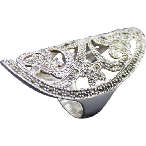 Jade Angel 925 Sterling Silver 10mm Ring Retro Silver Exaggerated And Gorgeous For Women Birthday Gifts