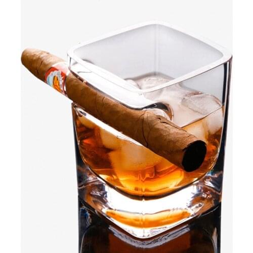 Creative Whisky Cigar Cigarette Crystal Thickening Glasses Drinking Imported Wine Liquor Juice Cup Square Mug dropshipping
