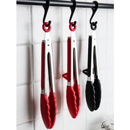 BBQ Kitchen Tools Tongs Steel Handle Kitchen Tongs Lock Design Barbecue Clip Clamp 403 Stainless Steel Food Tongs 9 inches