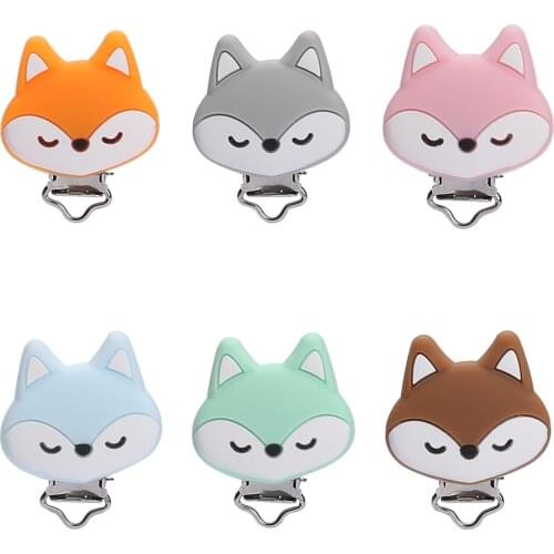 Cute Fox Baby Pacifier Clips Baby Pacifier Clips Dummy Clips Food Grade Silicone Infant Soother Clasps Holders Accessories