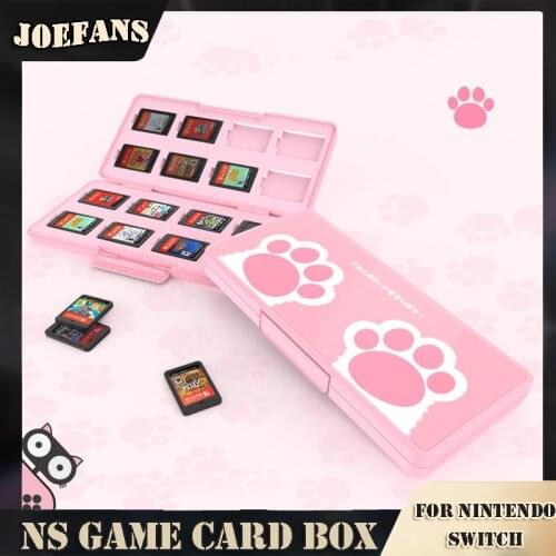 Cute Cat Paw Game Card Case for Nintendos Switch Game Storage Cards Box Portable NS Hard Game Cards Shell Travel Accessories