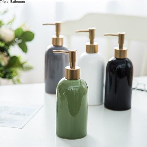Solid Color Simplicity Ceramic Lotion Bottle Portable Soap Dispenser Shampoo Bottle Hand Sanitizer Jar Bathroom Bath Supplies