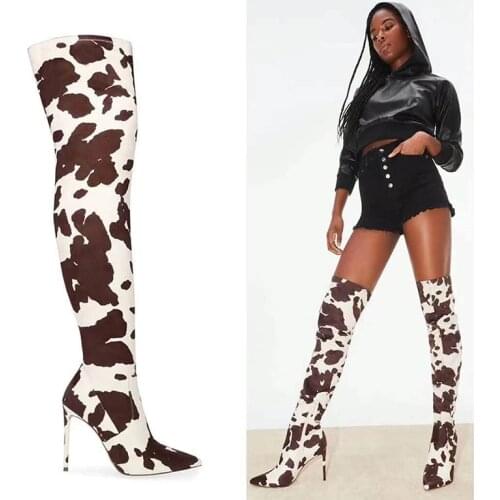 Sexy Silver Mirror Thigh High Boots New Women Pointy Toe T Show Club Party Thin High Heels Over The Knee Long Boots for Women