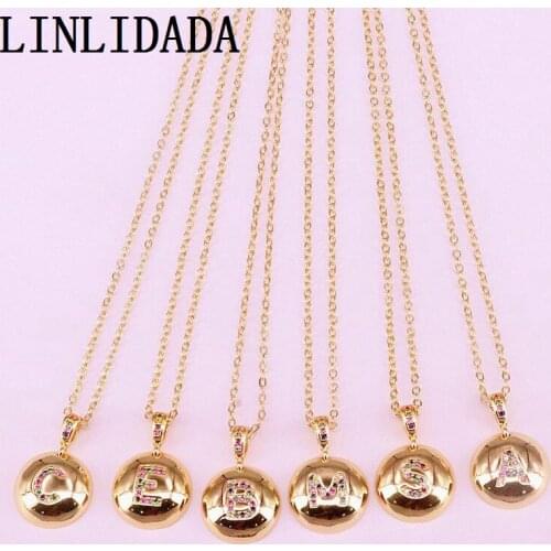 12Pcs High Quality Trendy Golden Metal Micro Paved CZ Letter Alphabet Charm Pendant Necklaces For Women Girl Jewelry