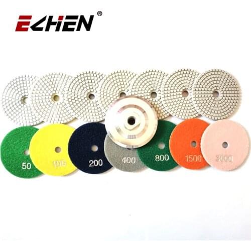 Water Diamond Stone Polishing Pads For Marble Granite Quartz With Nylon Backing Plus 1 Aluminum Backer Pad Base for Polishing