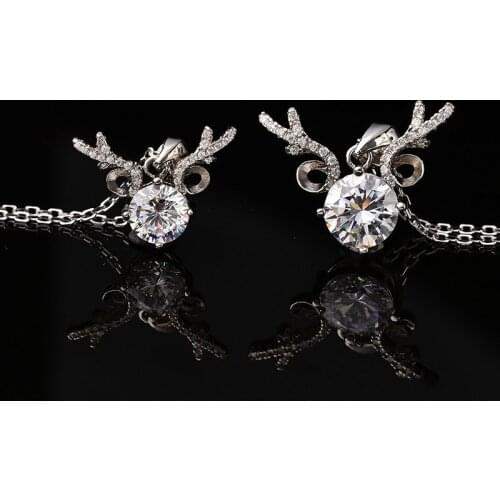 Antler Pendant Natural Moissanite 925 Sterling Silver Necklace Chain Pendant Female 1ct 2ct Carat D Color with Certificate