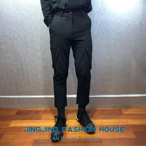 S-6XL!!2021 Spring and Autumn new designer fork cut loose nine points of trousers British fashion casual trousers men