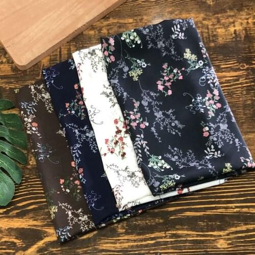 /Chiffon Printed Fabric Thin Breathable Soft Retro Floral Fashion Clothing Fabric South Korean Silk Cloth/1 M