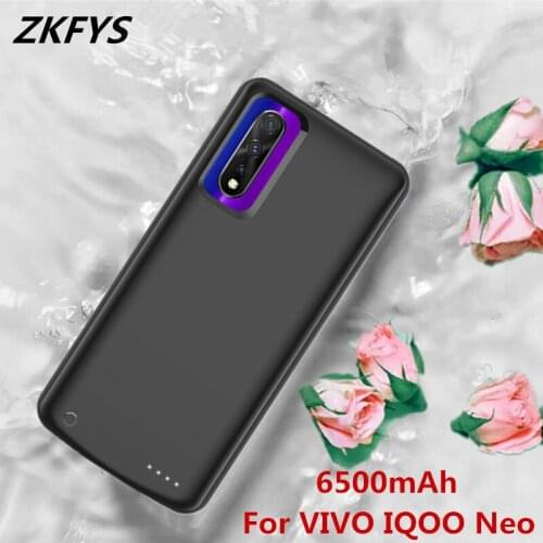 ZKFYS Power Case For VIVO IQOO Neo Power Bank Battery Case 6500mAh High Quality Silicone Shockproof External Charge Case