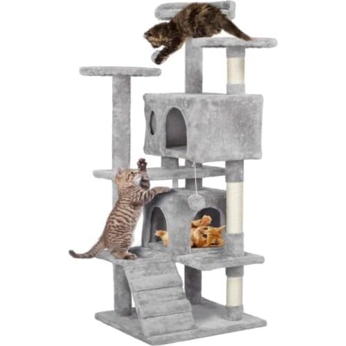 1Cat Climbing Frame Cat Tree House Tower Condo Cat Scratcher Posts For Cat Kitten Cat Jumping Toy With Ladder Play Tree HWC