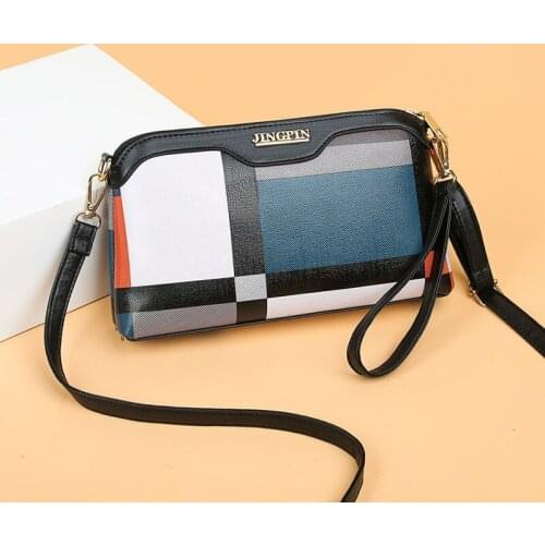 New fashion plaid messenger bags for women patchwork PU leather small shoulder bag female mini handbags and purses Day Clutches