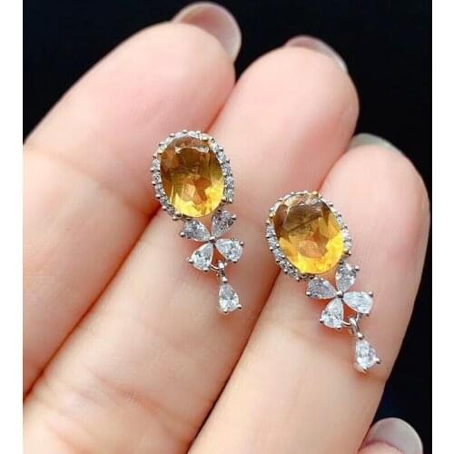 Super Best Quality Citrine Earring Natural And Real 925 Sterling Silver Citrine Earring