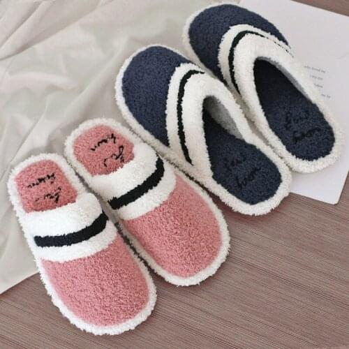 2021 Women Autumn Winter Cotton Slippers Indoor Non-slip Soft Bottom Warmth Month Shoes Fluffy Fur Plush Couple Slippers 37-46