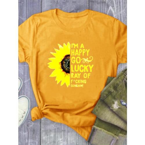 Sunflower Letter Print T Shirt Women Short Sleeve O Neck Loose Tshirt Ladies Summer Women Tee Shirt Tops Camisetas Mujer