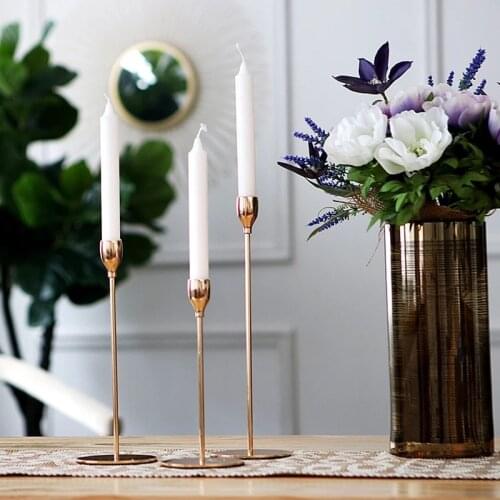 Modern Style Gold Metal Candle Holders Wedding Decoration Bar Party Home Decor Candlestick Candelabra