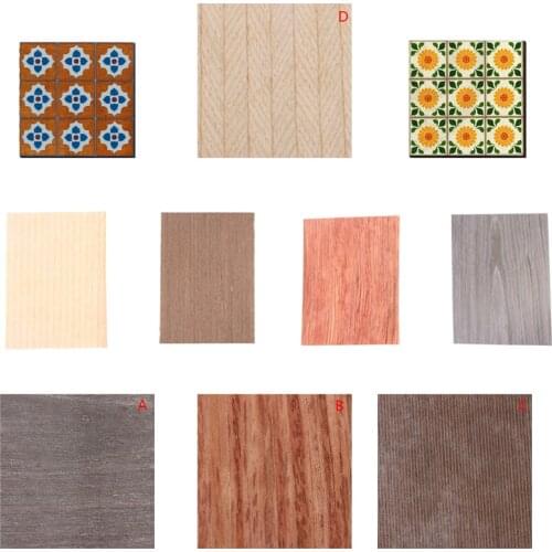 1/12 Dollhouse Miniature Retro Wooden Floor Kitchen Dining Room Living Room Floor Wallpaper Doll House Decoration Accessories