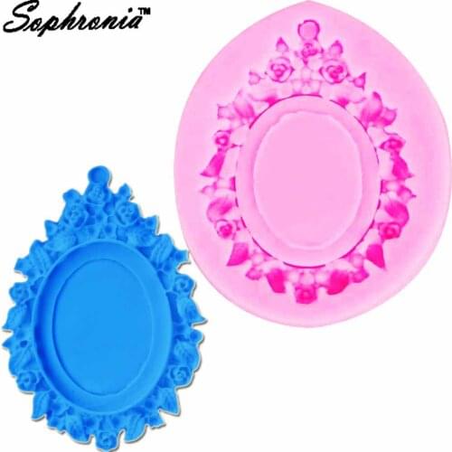 10PCS/SET Mirror Rose Cake Border Silicone Mold Frame Cupcake Wedding Fondant Cake Decorating Tools Chocolate Candy Moulds m719