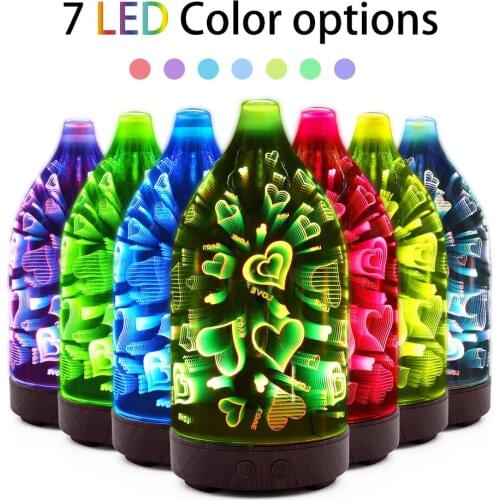 100ml Creative 3D Ultrasonic Air humidifier Aroma Essential Oil Diffuser with 7 LED Color Changing Light Cool Mist Maker