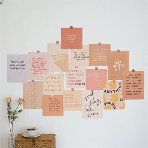 16 Pcs Youthful Vitality Feeling Theme Stickers Photo Wall Decoration Photography Props Genki Note Wall Sticker Card Home Decor