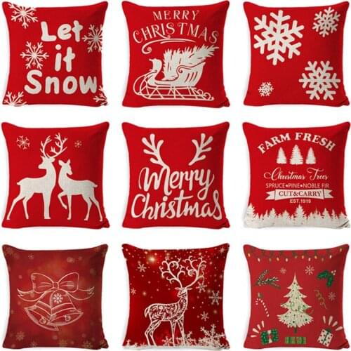 1Pc Merry Christmas Cushion Cover Square Pillow Case Linen Jeanette Pillow Cover Creative Cute Cartoon Throw Pillow Case