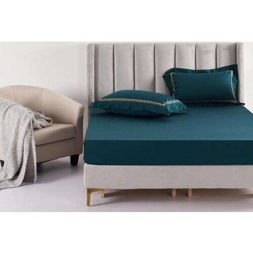 2020 new products 60 Count Cotton Satin Bed cover Fitted Sheet Pillowcases 2/3Pcs Solid color Bedding