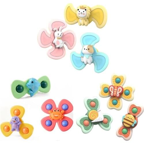 D7WF Pack of 3PCS Suction Cup Spinner Bath Toy Water Playing Toy Parent-Children Interactive Game Heavy Bear Spinner for Baby