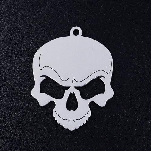 5pcs/lot Street Skull Mens Stainless Steel Jewelry Pendant DIY Charms Wholesale Never Tarnish High Polished Factory Store
