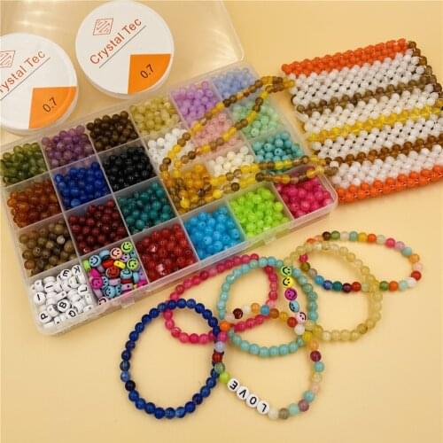 6mm Round Acrylic Beads For Jewelry Making Supplies Diy Kid Bracelets Necklace Material Plastic Alphabet Beads Boxs Findings